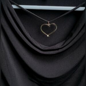 Elegant, Sexy Black Sleeveless Blouse, w/ Sparkling Silver Heart..by  A. BYER